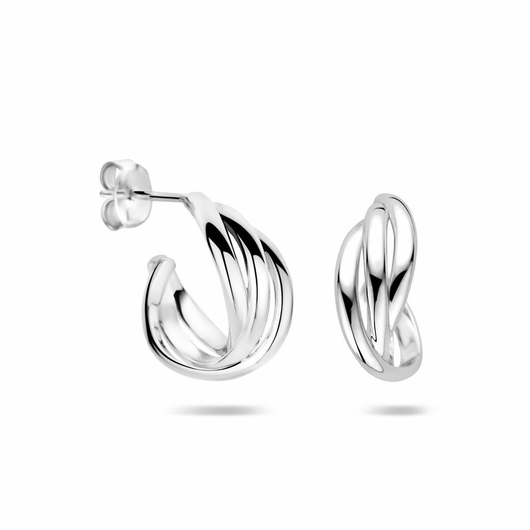 Zilveren stekeroorringen gedraaid – gerhodineerd 925 zilver, 16 x 6.5 mm