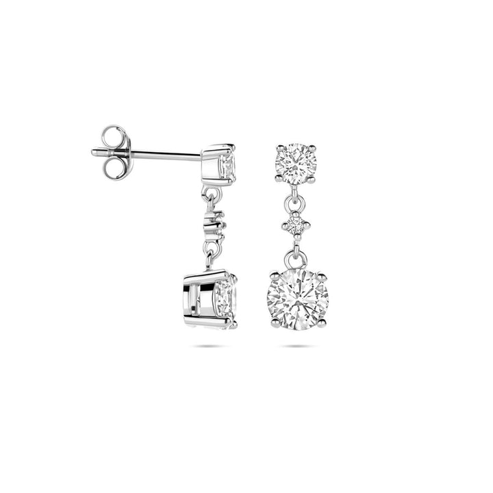 Zilveren oorhangers met zirkonia – Gerhodineerd dames sieraad 18 mm