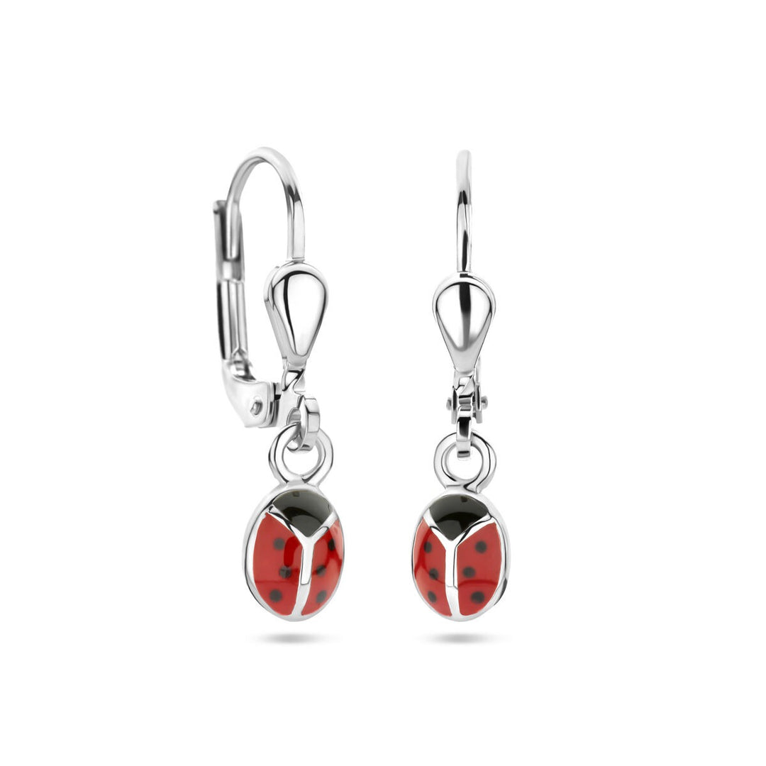Marienkäfer-Ohrringe aus Silber, rhodiniert