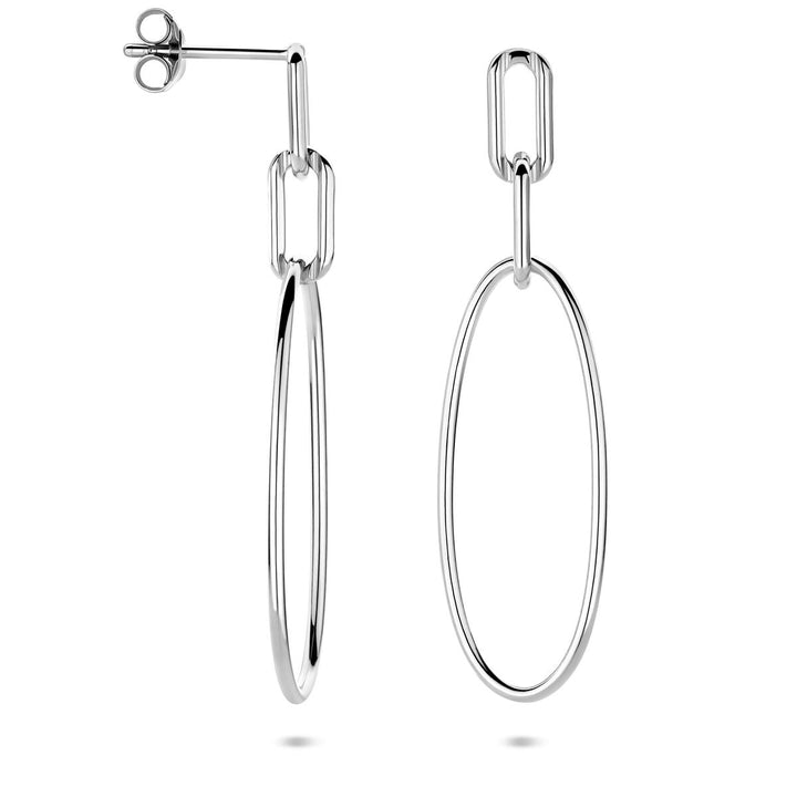 Zilveren oorhangers ovaal gerhodineerd 44mm