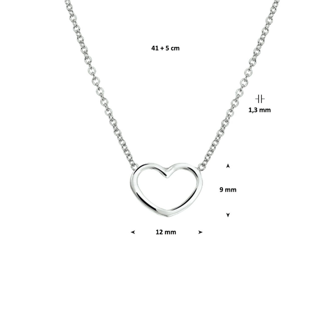 Zilveren collier met hartje – gerhodineerd 925 zilver