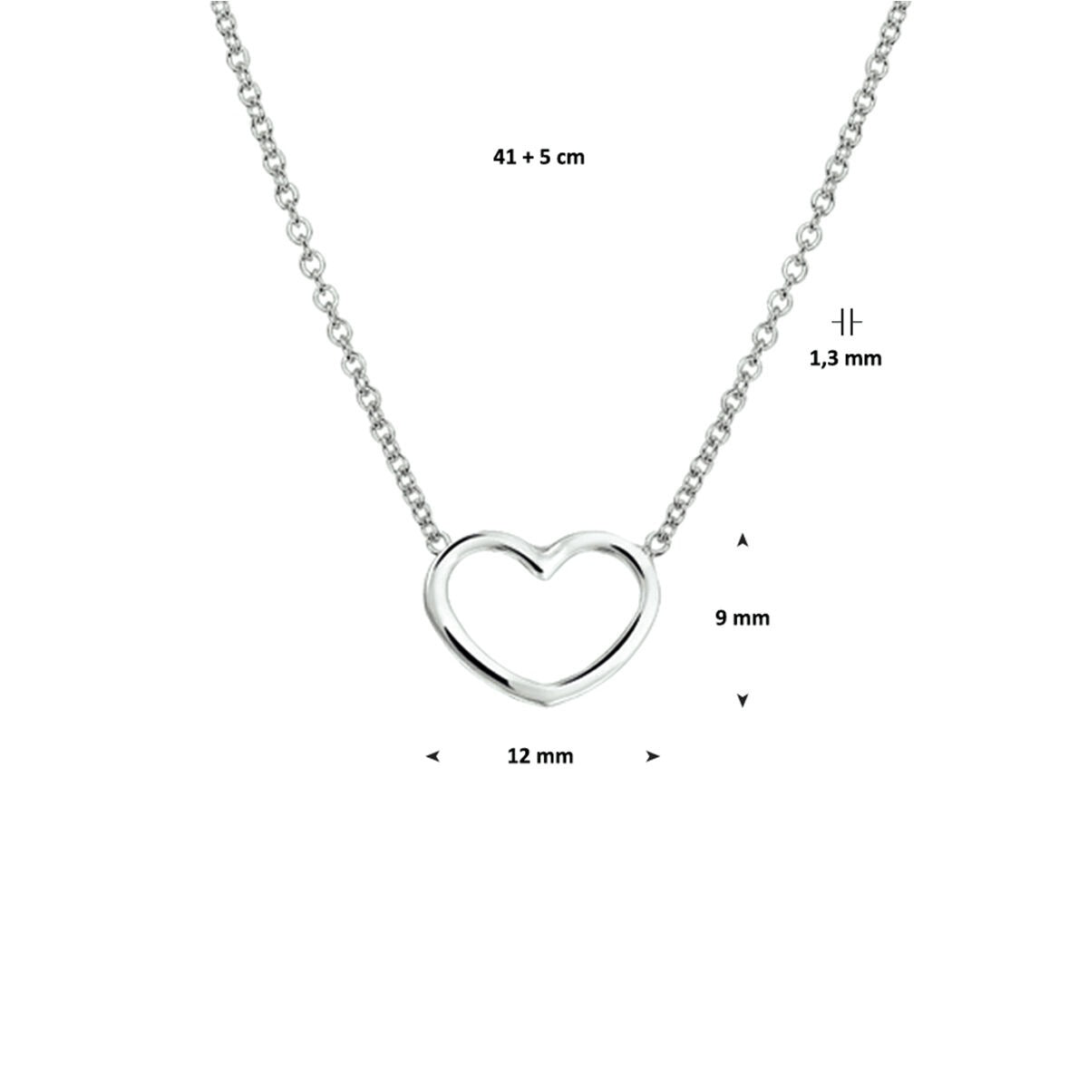 necklace heart 41 + 5 cm silver rhodium plated