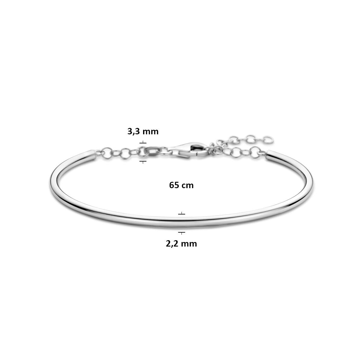 Zilveren dames armband – gerhodineerd 925 zilver met fijne schakel 65 x 3,3 mm