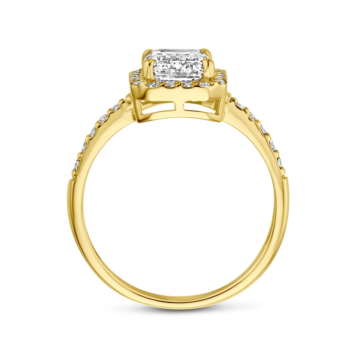 14k geelgouden ring met lab grown diamant