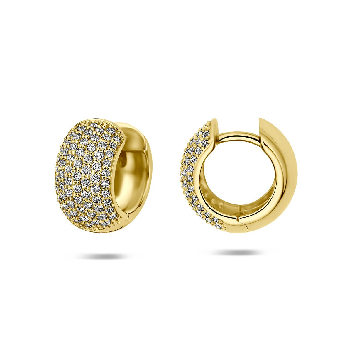 14k Geelgouden klapoorringen met lab grown diamant