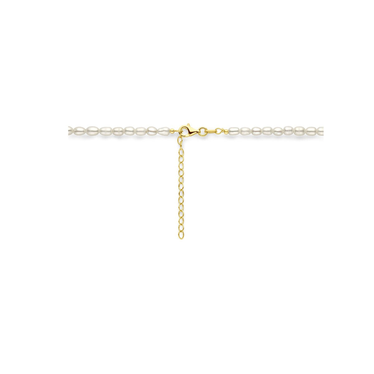 necklace pearl 3.8 mm 50 + 5 cm silver gold plated (yellow)