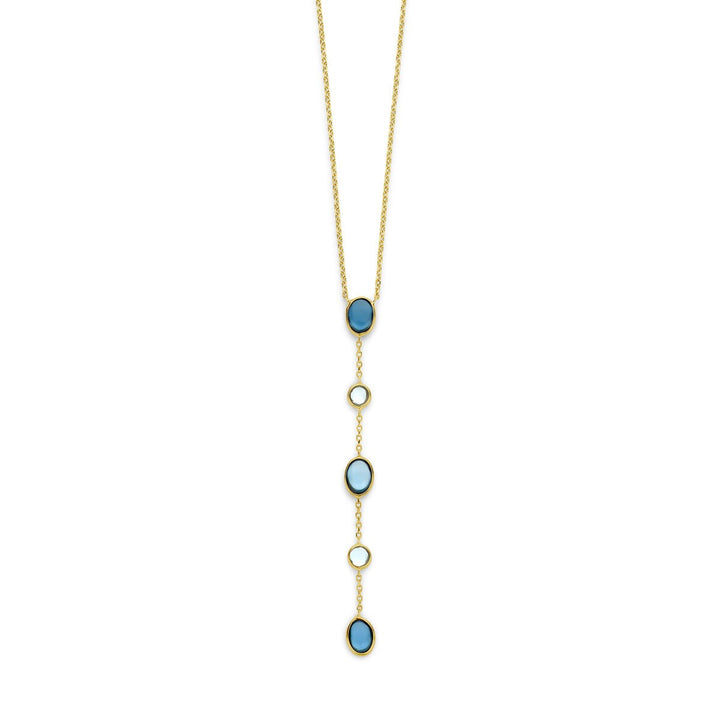14k gouden dames ketting met London Blue en blauwe topaas – 45-47 cm