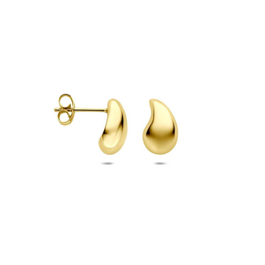 14k geelgouden dames oorknoppen – druppelvorm 9,5 mm
