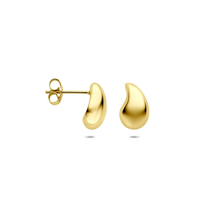 14k geelgouden dames oorknoppen – druppelvorm 9,5 mm