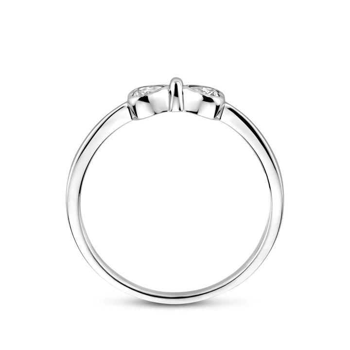 Zilveren ring strik met zirkonia – gerhodineerd 925 zilver