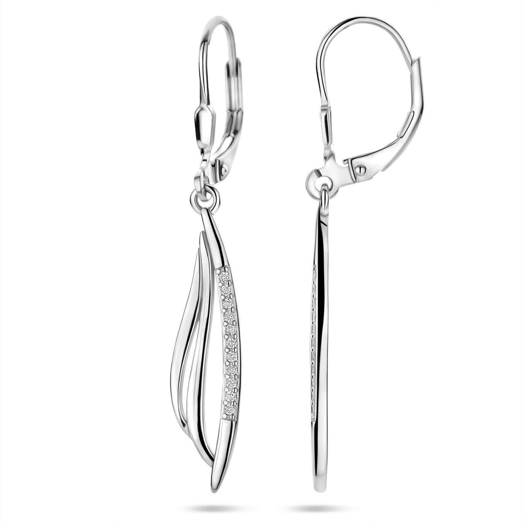 Zilveren oorhangers met zirkonia 41 mm