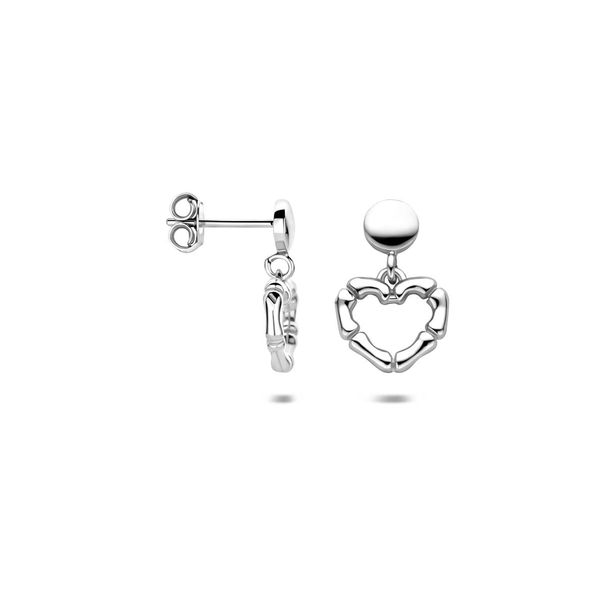 Zilveren oorhangers met hartje – gerhodineerd 925 zilver 16,5 mm
