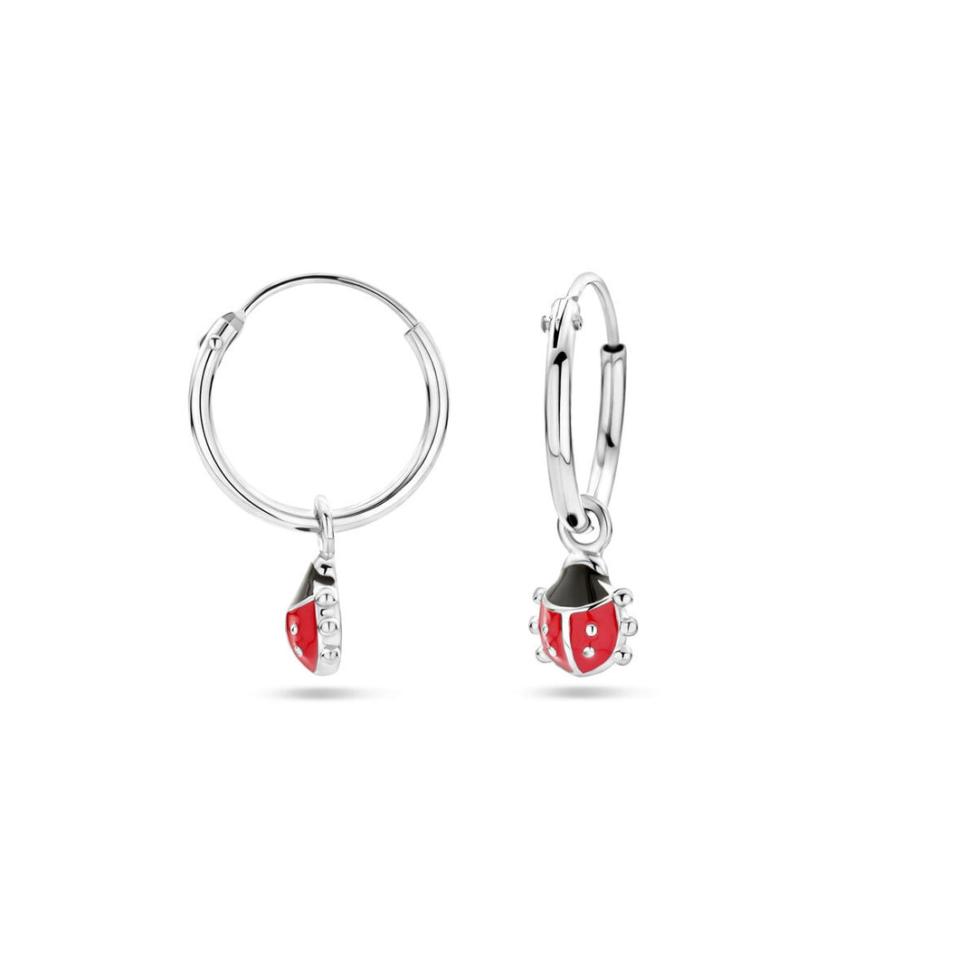 Zilveren oorringen kever – gerhodineerd met emaille