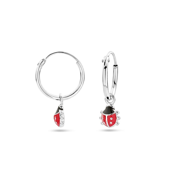 Zilveren oorringen kever – gerhodineerd met emaille