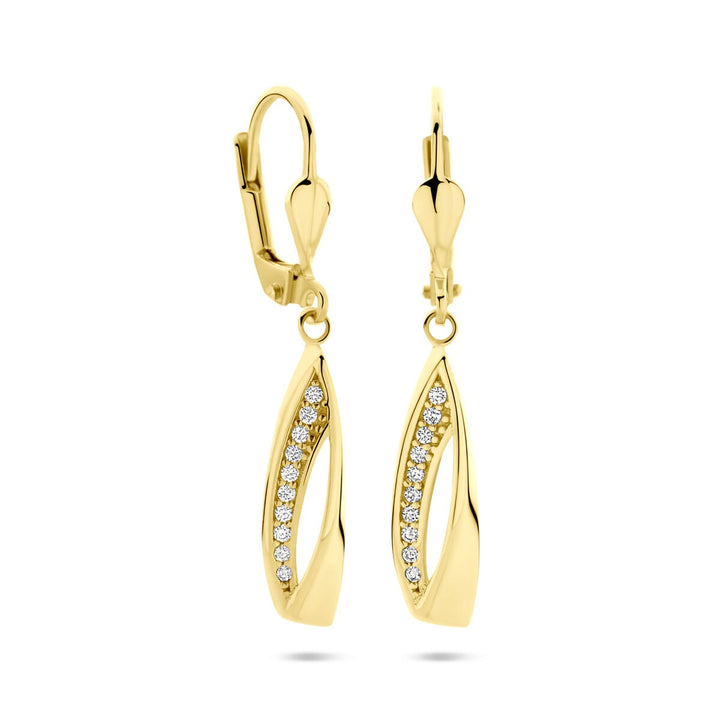 14k Geelgouden Oorhangers met Zirkonia