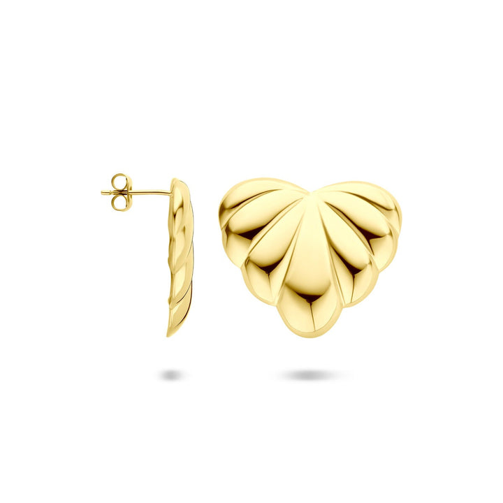 Goudkleurige stalen oorknoppen 25x29mm – hartvorm