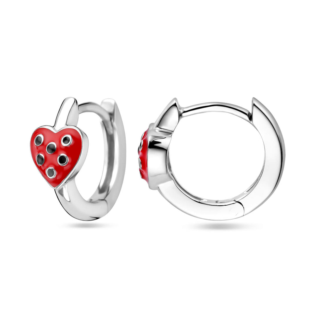 Zilveren kinder klapoorringen met emaille hartje