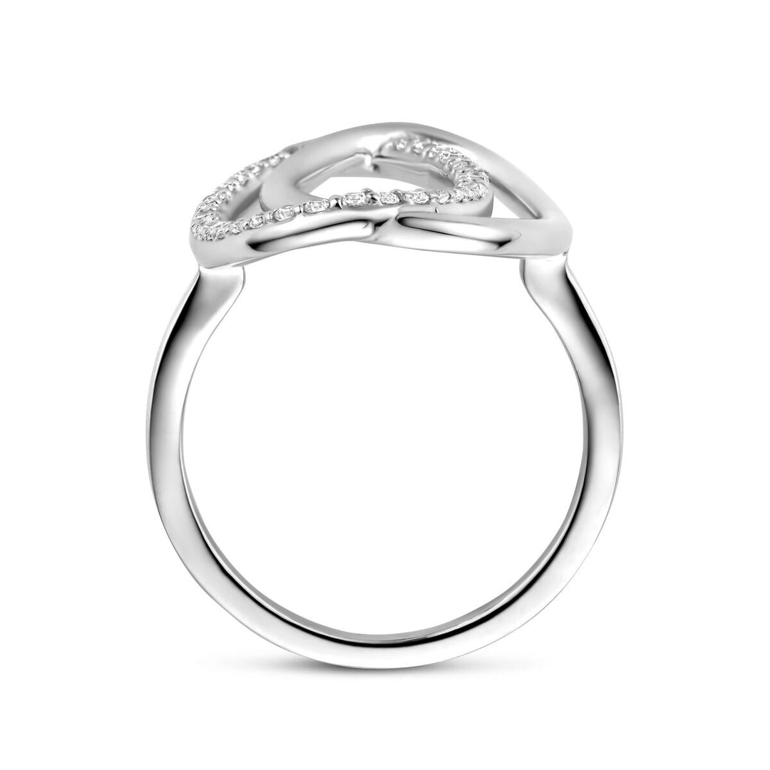 Zilveren ring met zirkonia in entourage zetting