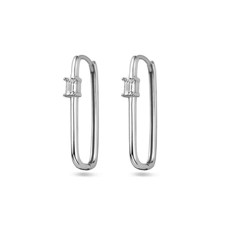 drop earrings paper clip zirconia silver rhodium plated