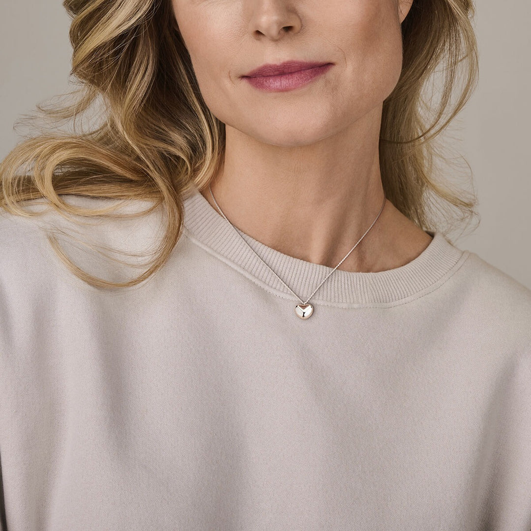 Gerhodineerd zilveren collier met hart – 42 tot 47 cm