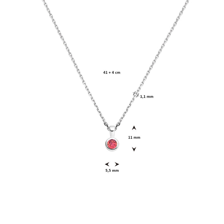 Gerhodineerd 925 zilveren collier met roze toermalijn geboortesteen