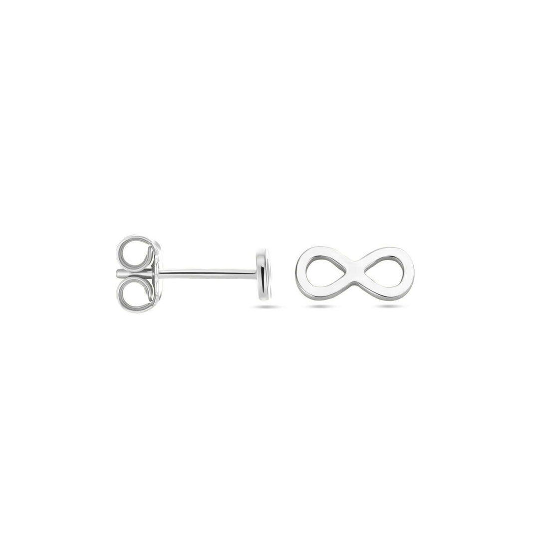 ear studs infinity silver rhodium plated