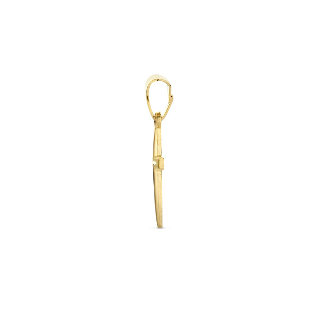 14k geelgouden kruis hanger – mat en gediamanteerd afgewerkt