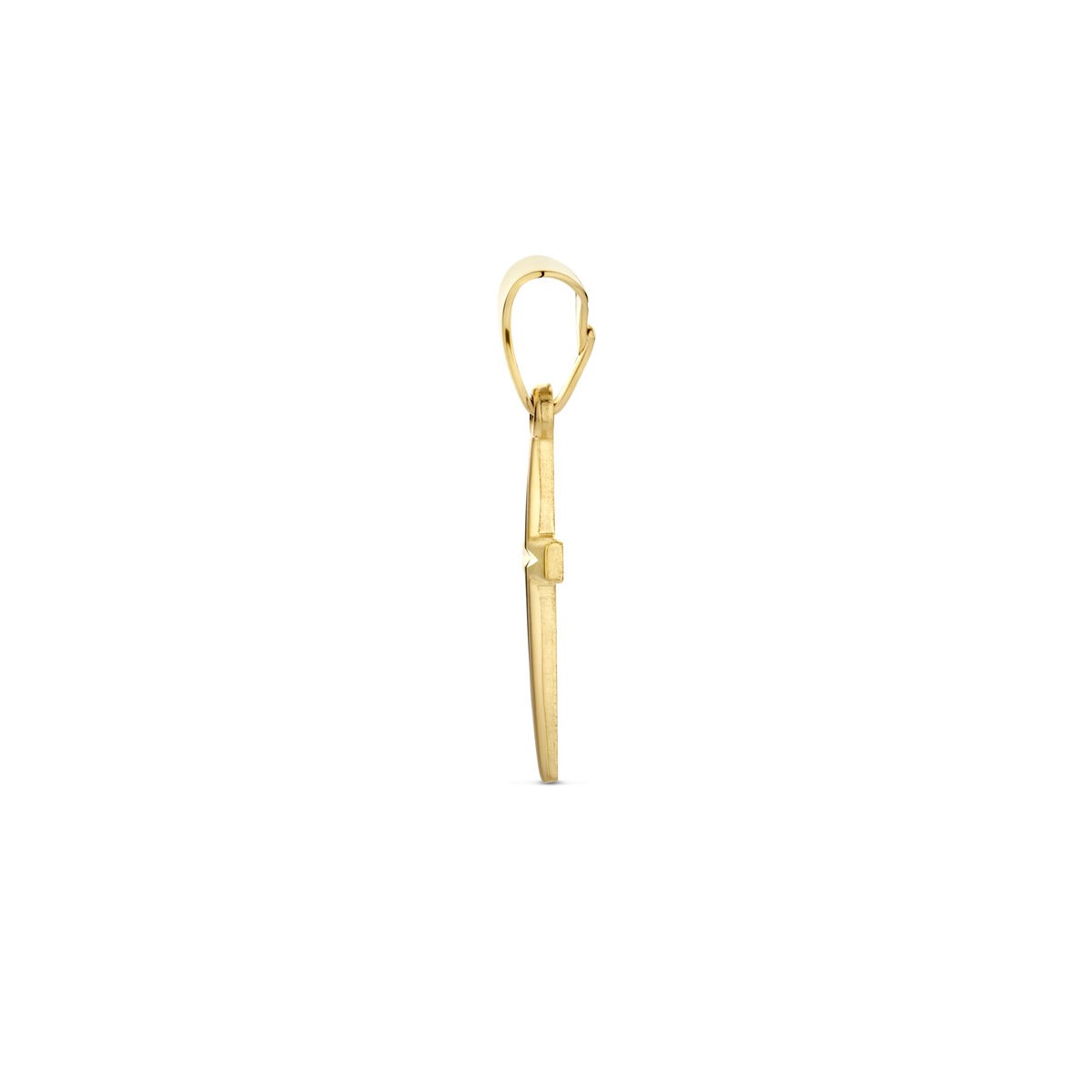 14k geelgouden kruis hanger – mat en gediamanteerd afgewerkt