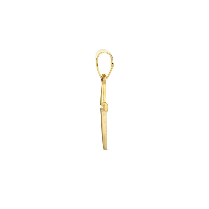 14k geelgouden kruis hanger – mat en gediamanteerd afgewerkt