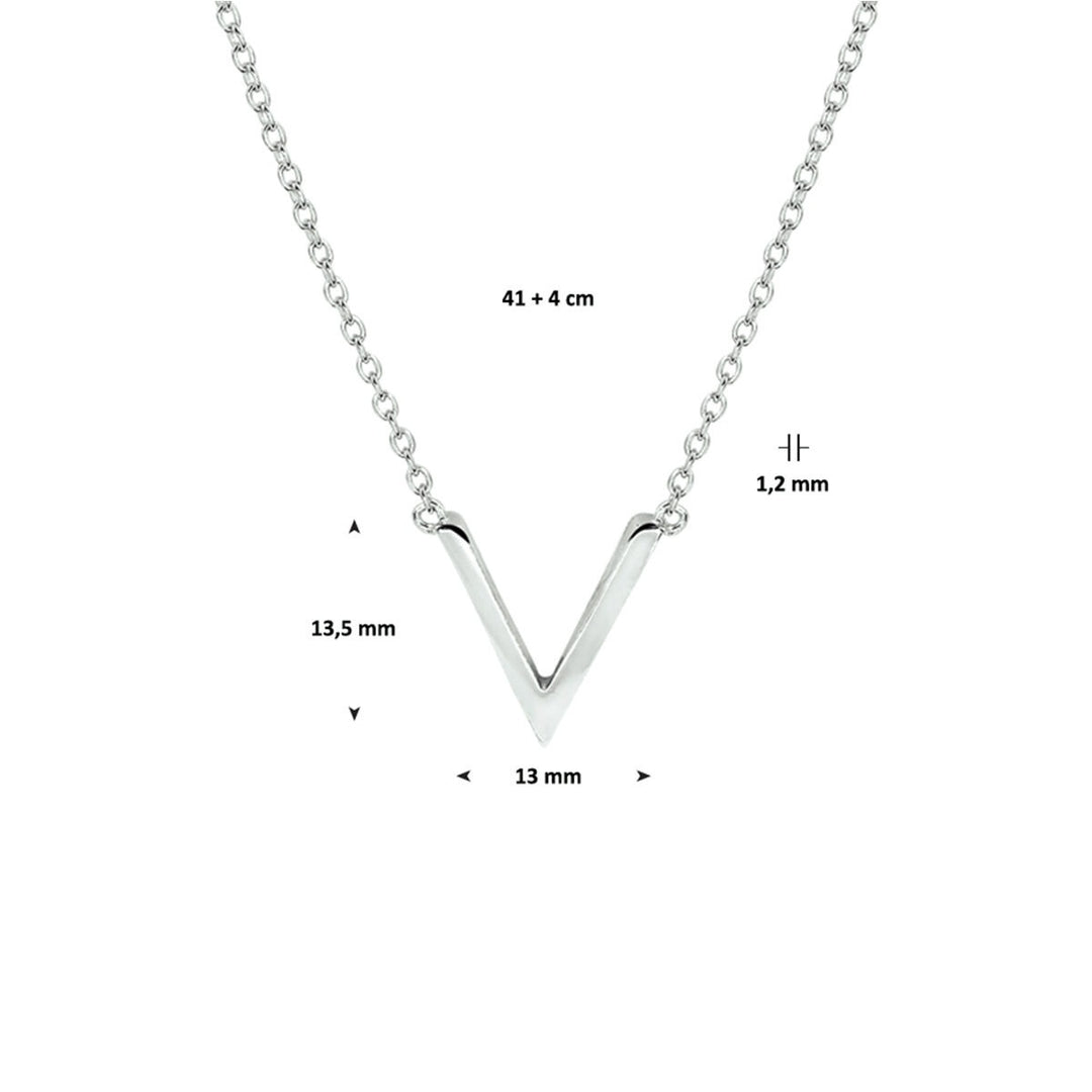 necklace v 41 + 4 cm silver rhodium plated