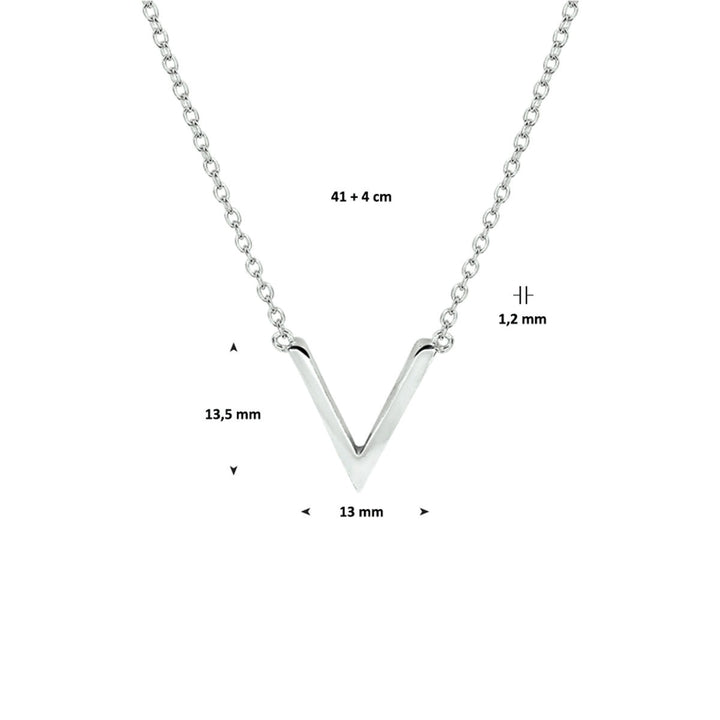 necklace v 41 + 4 cm silver rhodium plated