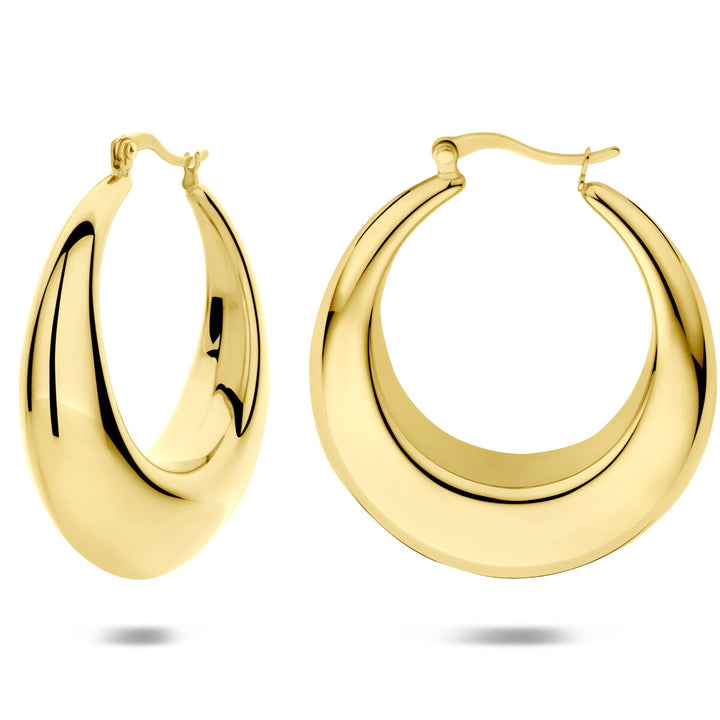 Goudkleurige stalen oorringen met ion plating 46x12mm