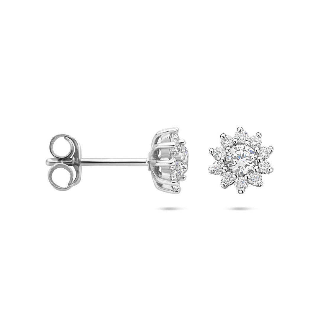 erhodineerd 925 Zilveren Oorknoppen met Zirkonia – 8mm Briljant Zirkonia voor Dames