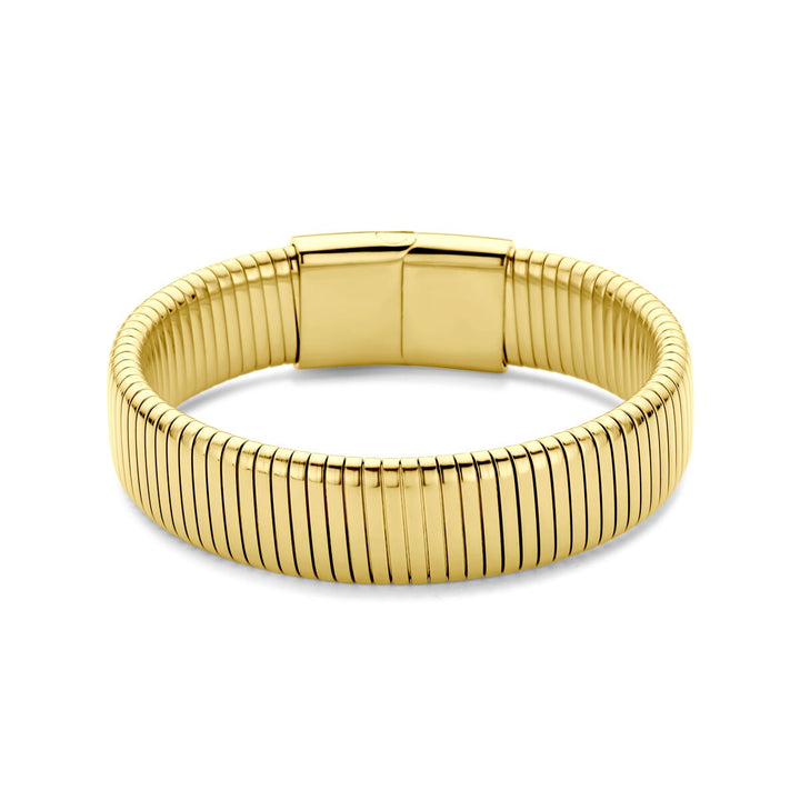 Geelkleurige stalen dames armband 15 mm 18,5 cm