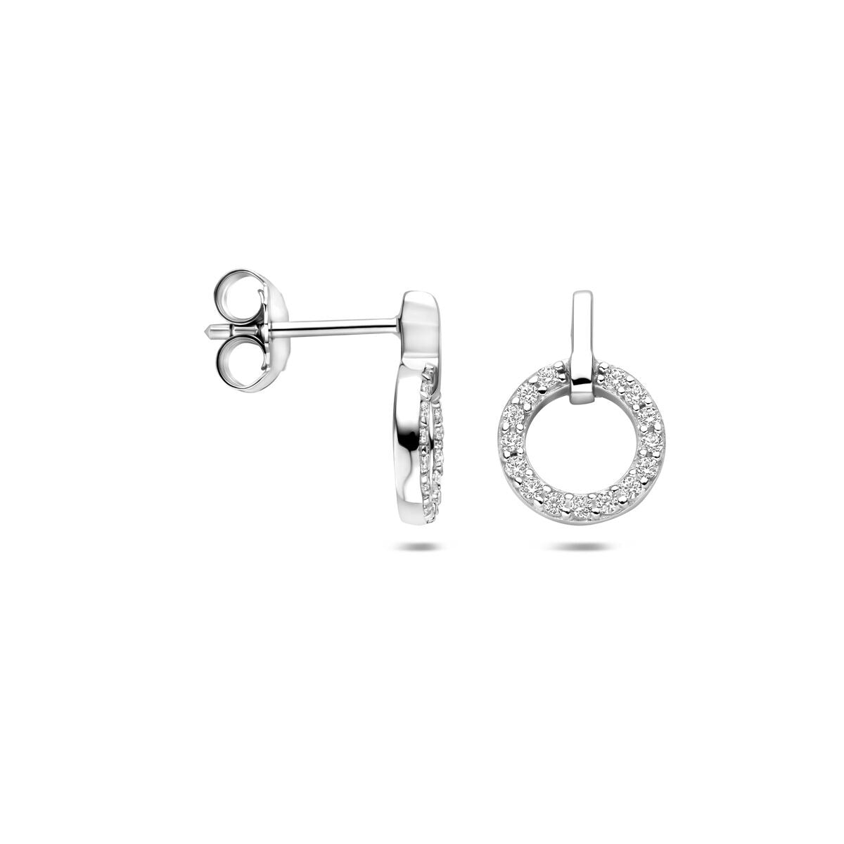 Zilveren oorknopjes met zirkonia entourage 13 mm