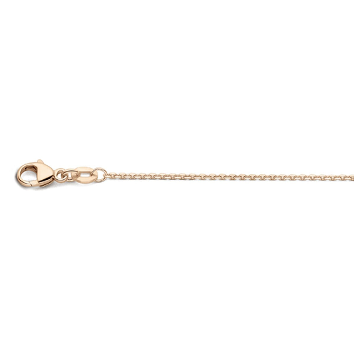 Roze gouden dames ketting van 18k met een ankerdesign, 45 cm lang.