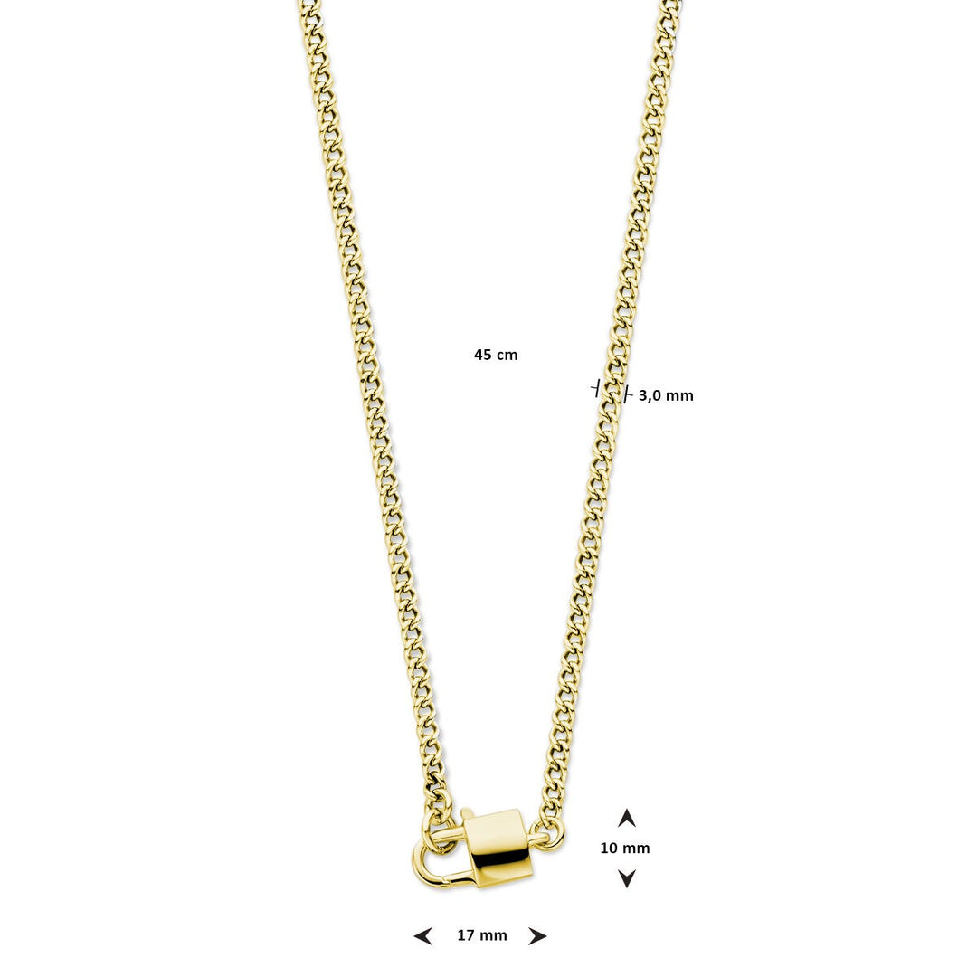 necklace clasp 3.0 mm 45 cm 3 micron silver gold plated (yellow)