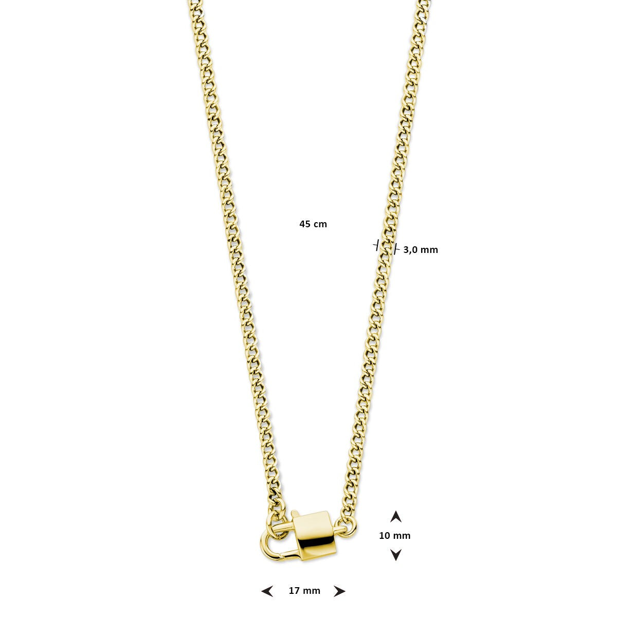 Goudkleurig verguld zilveren dames ketting – collier met slot hanger