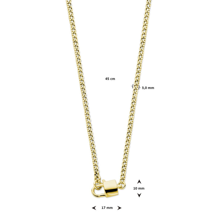 necklace clasp 3.0 mm 45 cm 3 micron silver gold plated (yellow)