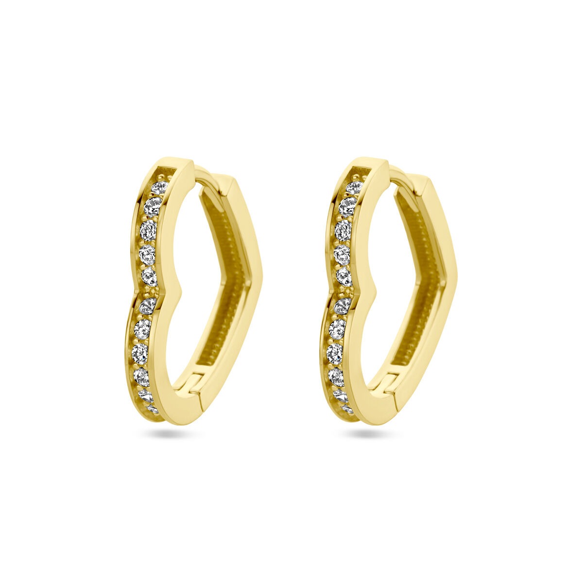 earrings heart and zirconia 14K yellow gold