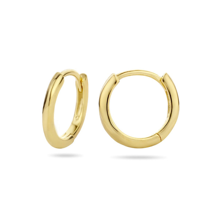 Vergulde zilveren klapoorringen dames – geelgoud op 925 zilver, half-rond 12,5 mm