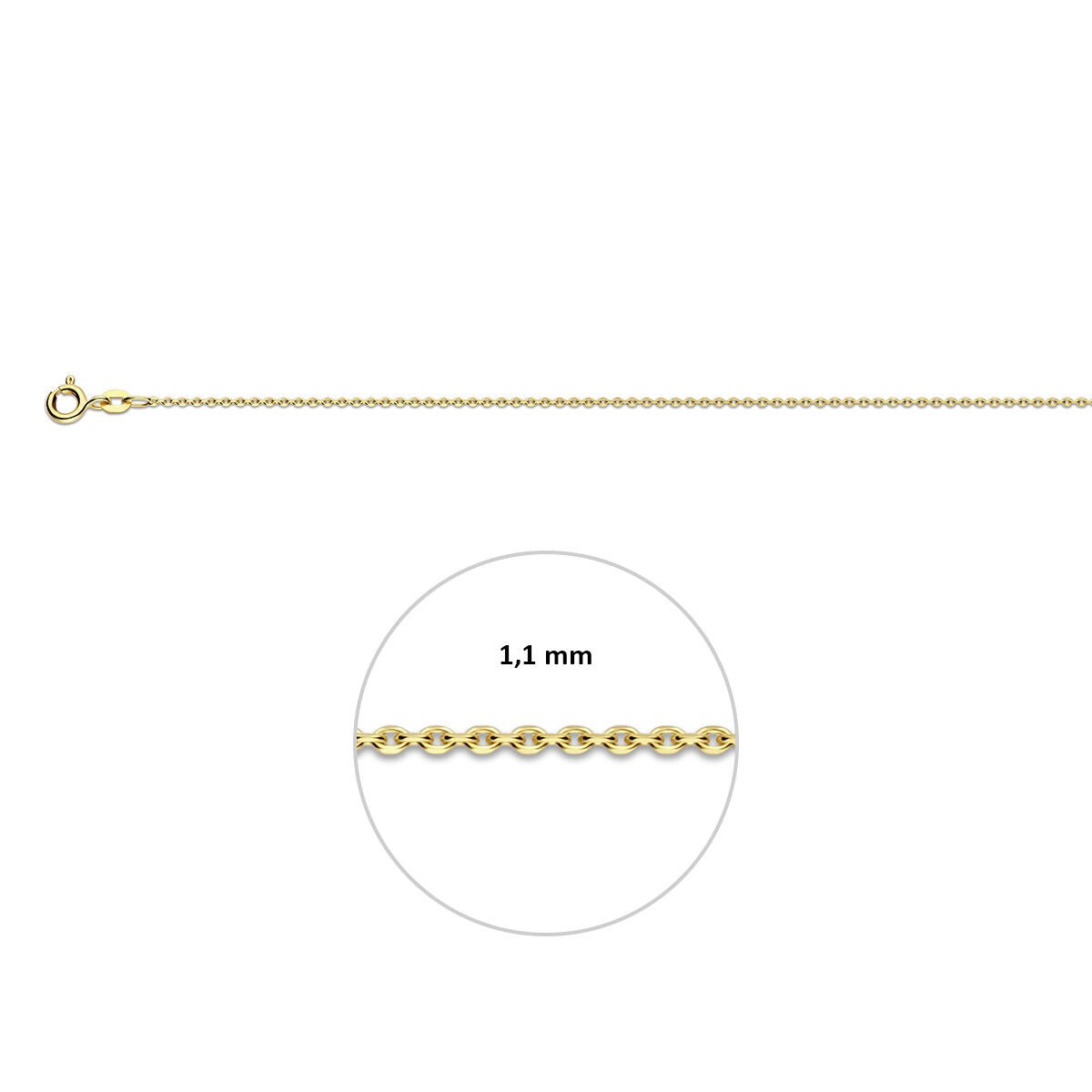 9k Gouden Ketting Zonder Hanger Gediamanteerde Anker