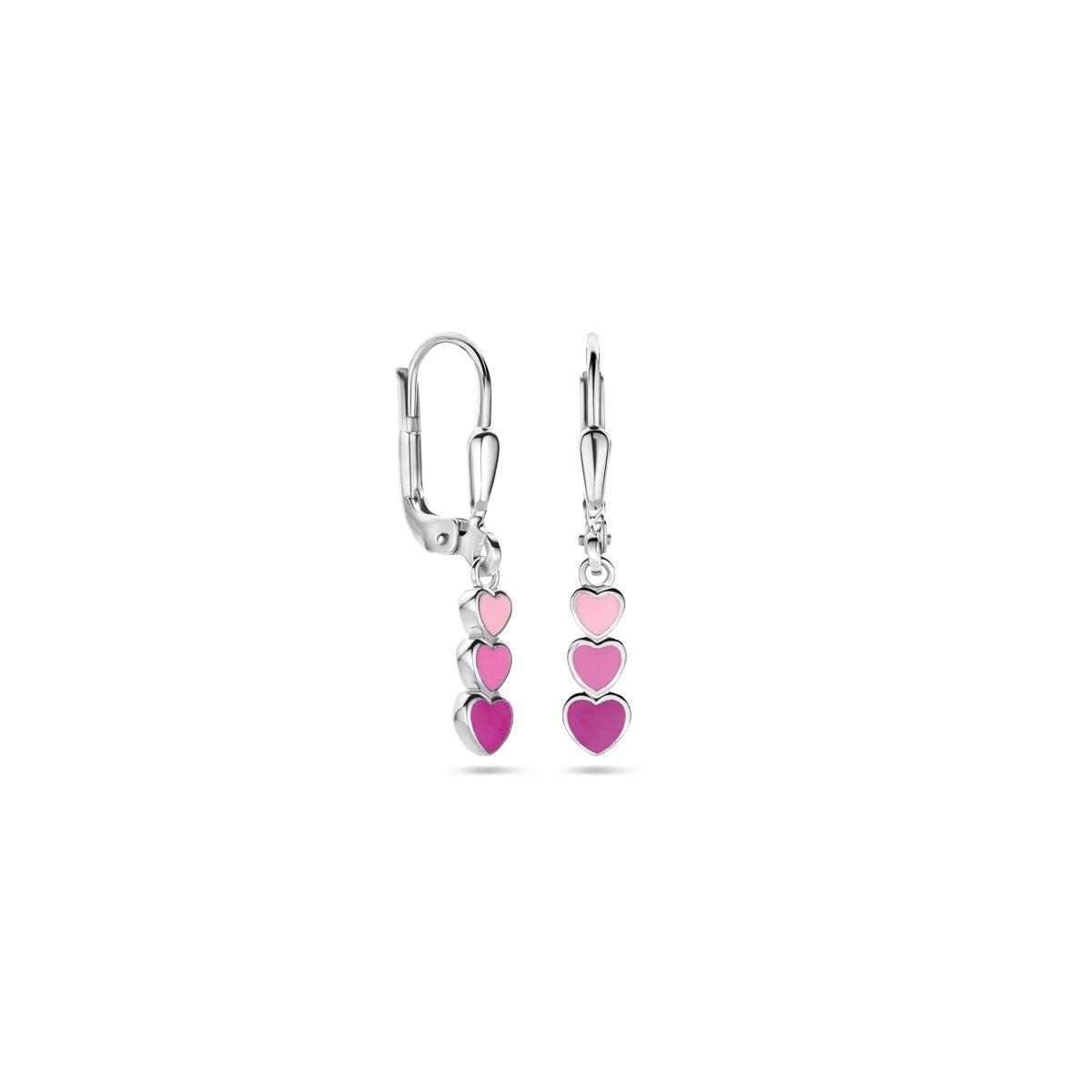 Gerhodineerd 925 Zilveren Kinder Oorhangers Hartjes Emaille