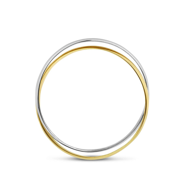 14k Bicolor dames ring van geel- en witgoud – dubbele band 2,3 mm
