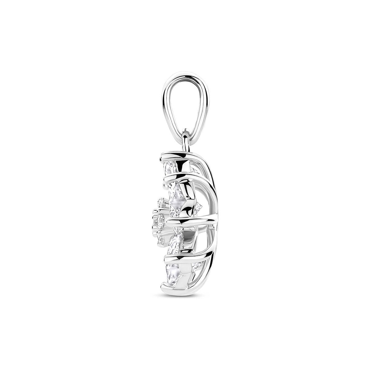 Gerhodineerd zilveren hanger met hartvormige zirkonia