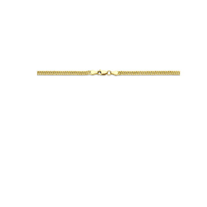 14k geelgouden collier – Silgold met zilverkern, geslepen gourmette schakel 3.8 mm