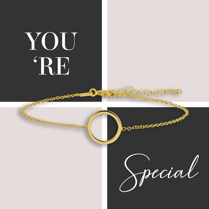 Verguld Zilveren Armband met Rondje – 16-19 cm