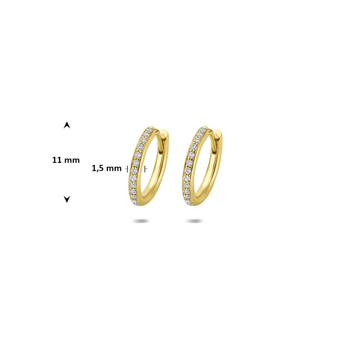14k Geelgouden klapoorringen met diamant