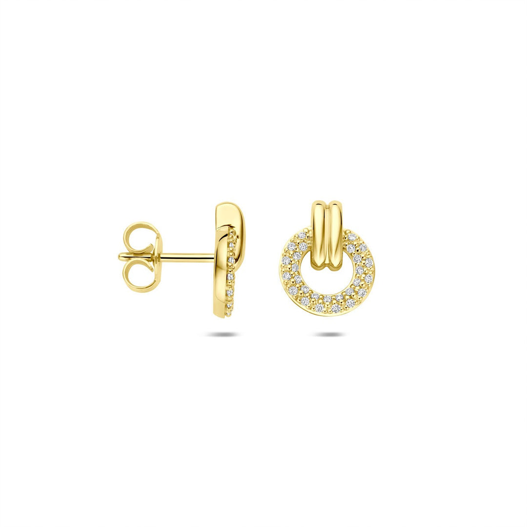 Gouden oorknopjes 14k met briljant geslepen diamant