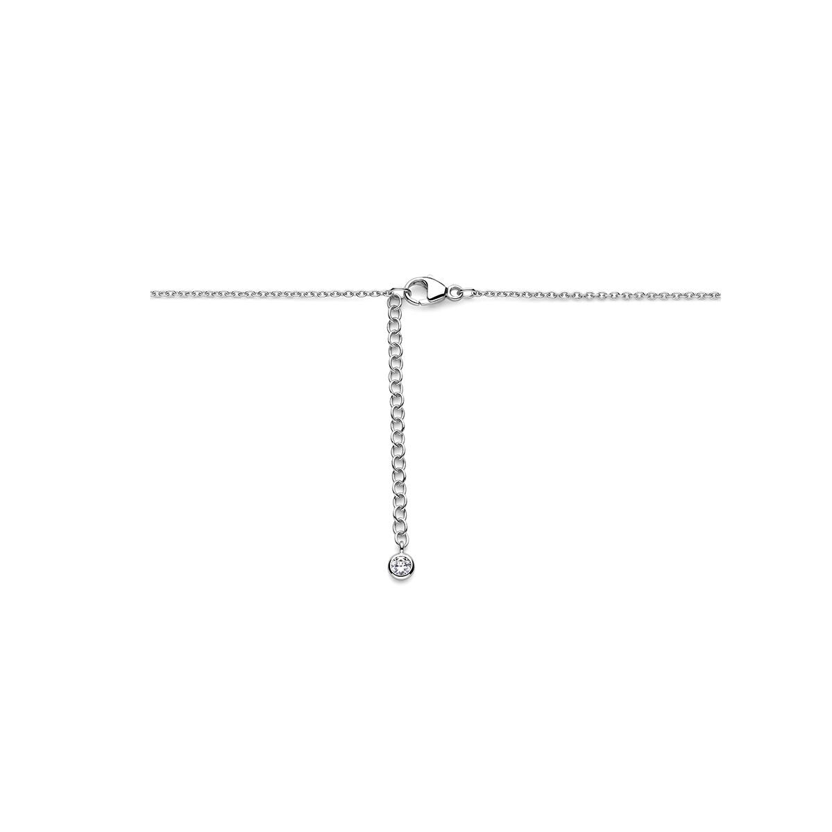 Zilveren klaver ketting met roze en wit parelmoer – gerhodineerd
